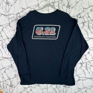 5.11 TACTICAL T-Shirt Men's XXL Long Sleeved Navy Blue Freedom Forever Logo Back